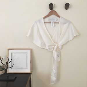 NWT David’s Bridal satin cream wrap